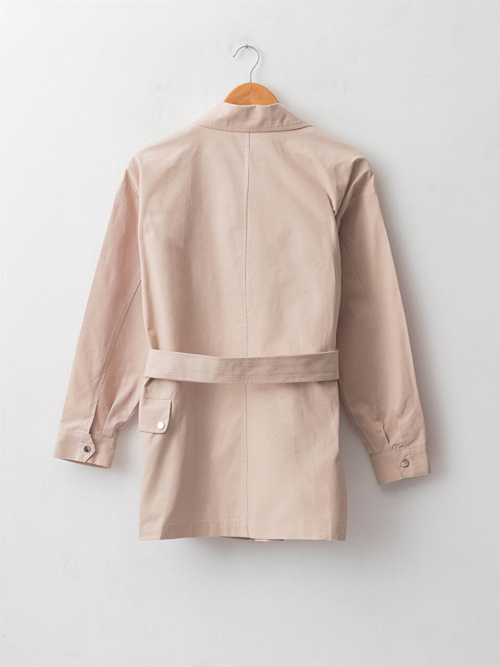 Jacket Collar Plain Long Sleeve Pocket Detailed Women's Slim Trench Coat