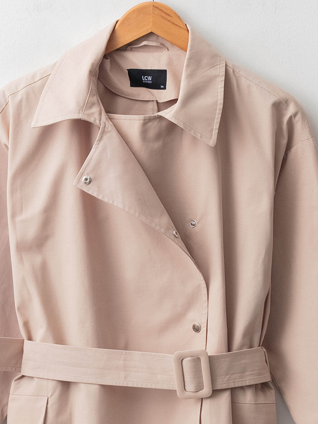 Jacket Collar Plain Long Sleeve Pocket Detailed Women's Slim Trench Coat