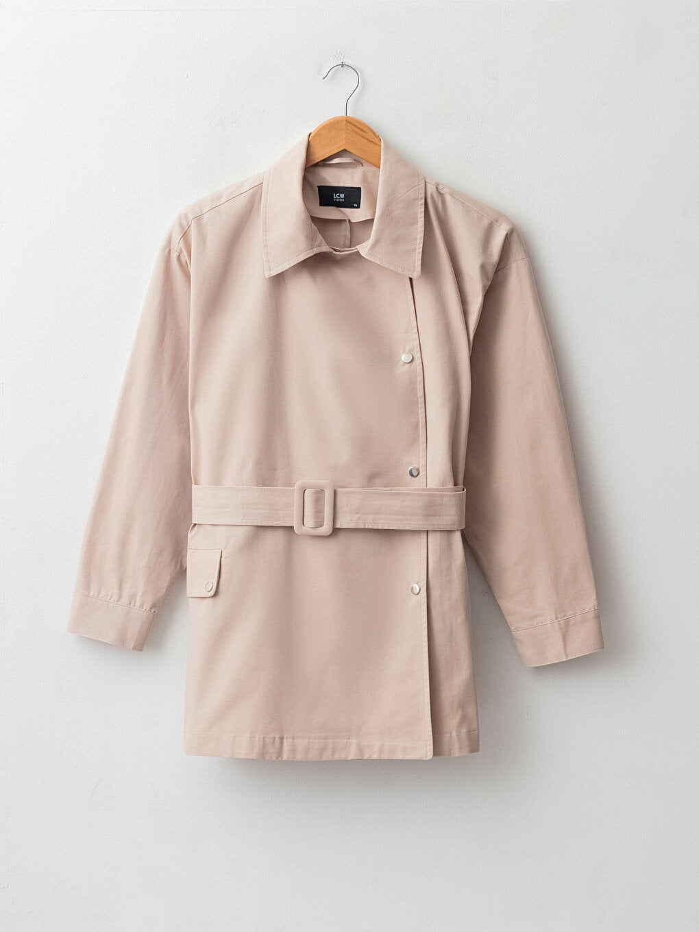 Jacket Collar Plain Long Sleeve Pocket Detailed Women's Slim Trench Coat