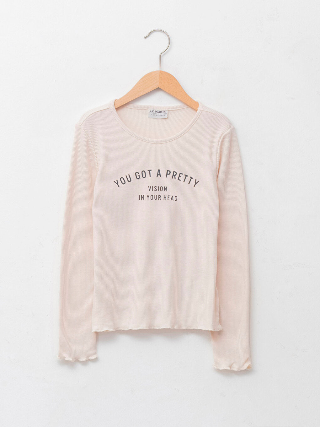 Crew Neck Printed Long Sleeve Girls' T-Shirt