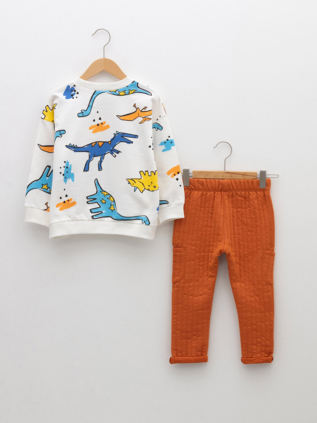 Crew Neck Long Sleeve Printed Baby Boy Sweatshirt and Trousers 2-Piece Set