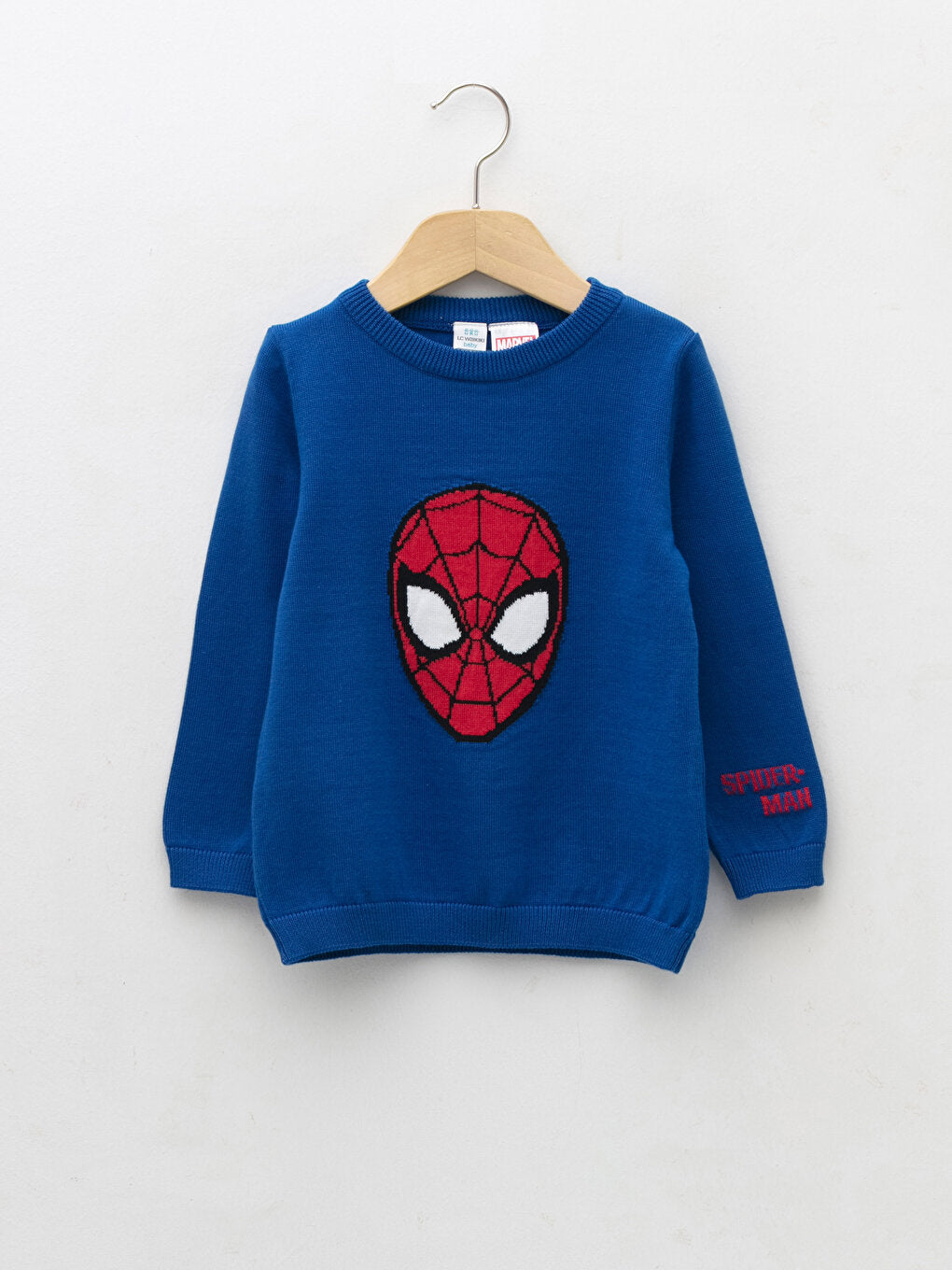 Crew Neck Long Sleeve Spiderman Patterned Baby Boy Knitwear Sweater