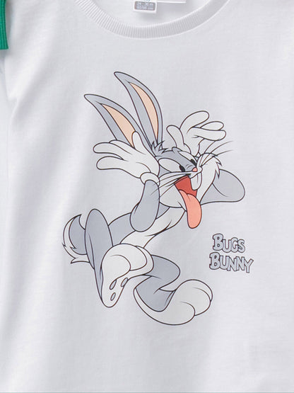 Crew Neck Long Sleeve Bugs Bunny Printed Baby Boy Suit 3-Piece