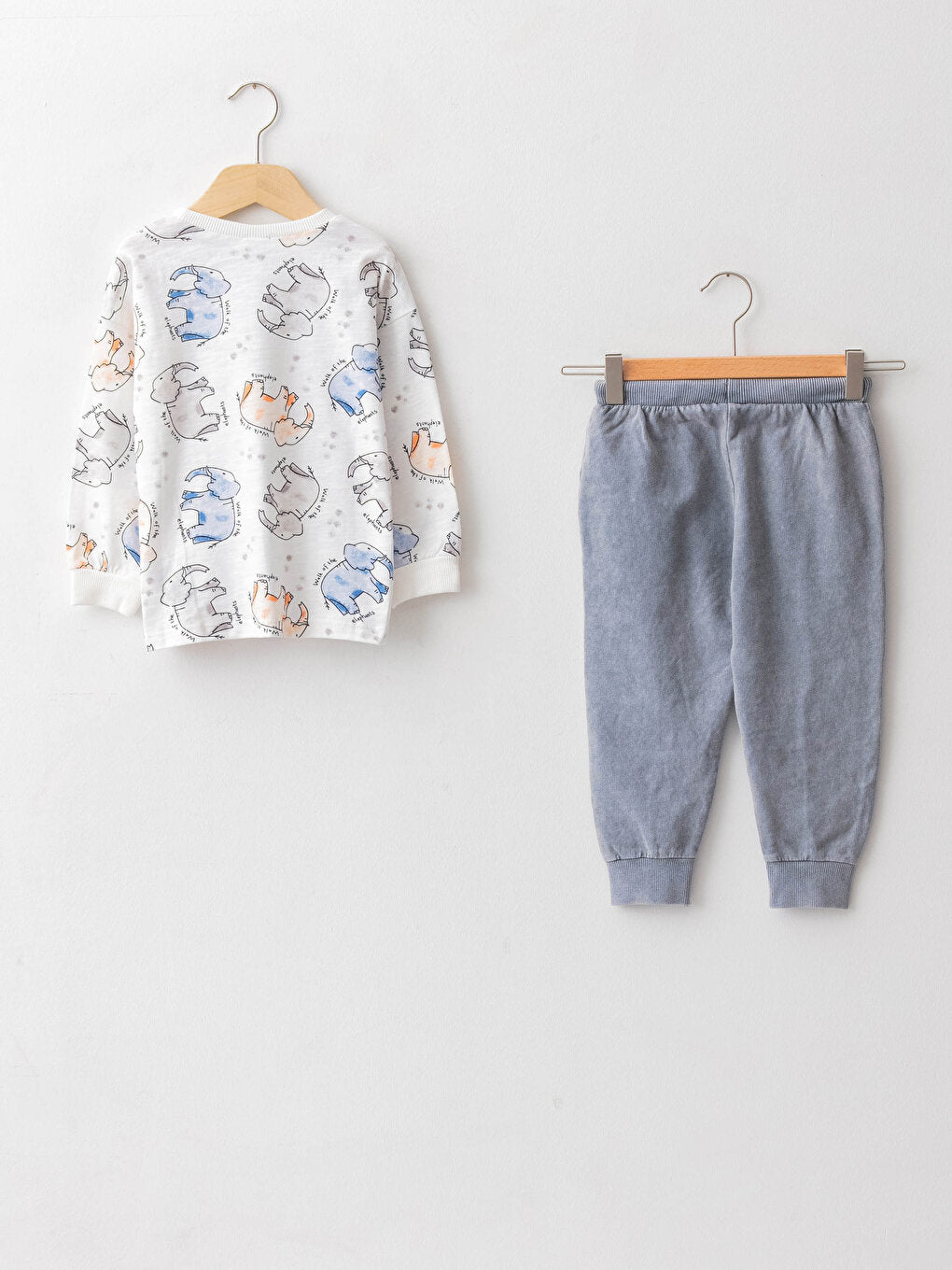 Crew Neck Long Sleeve Cotton Baby Boy T-Shirt and Trousers 2-Piece Set