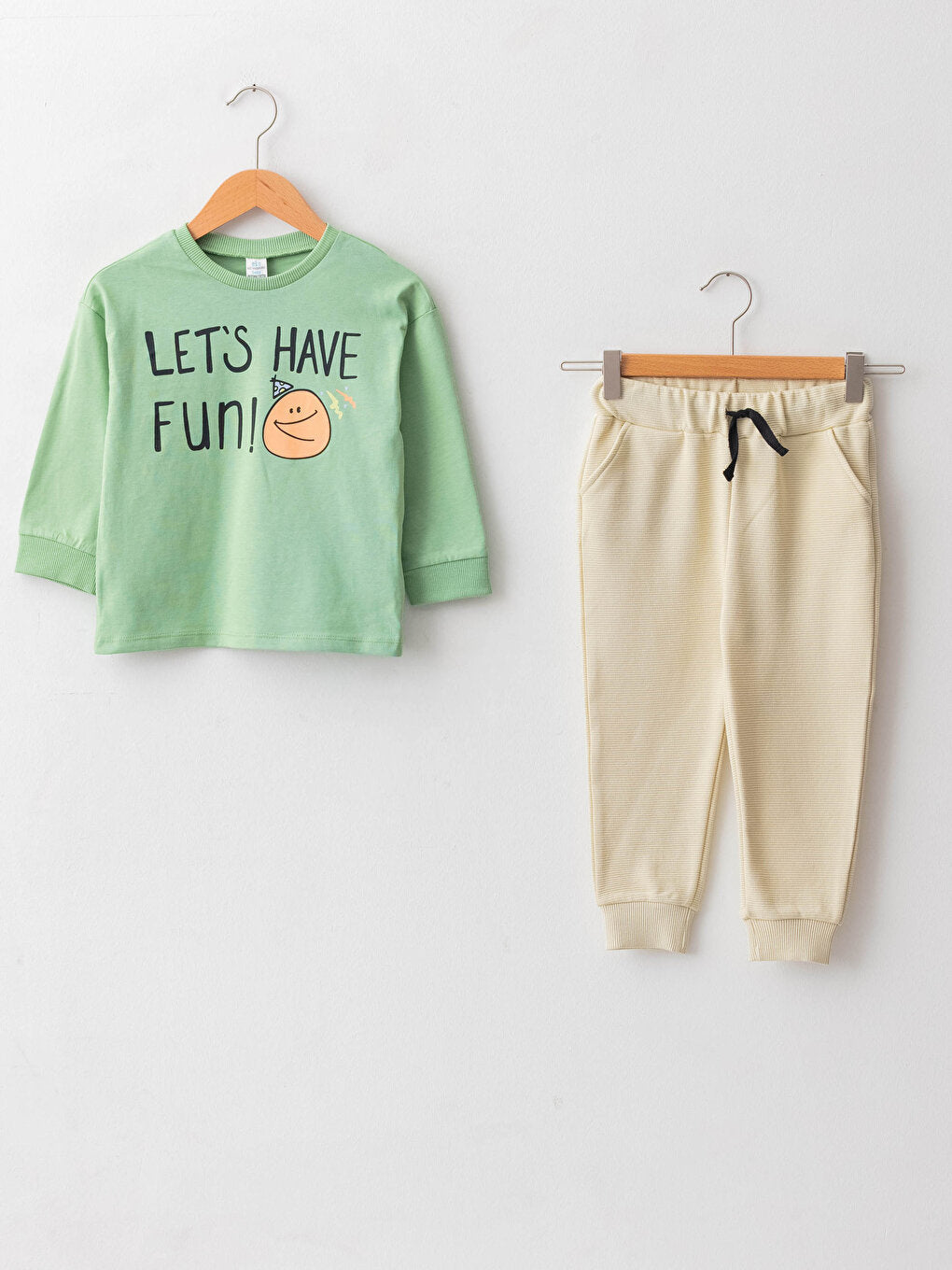 Crew Neck Long Sleeve Cotton Baby Boy T-Shirt and Trousers 2-Piece Set