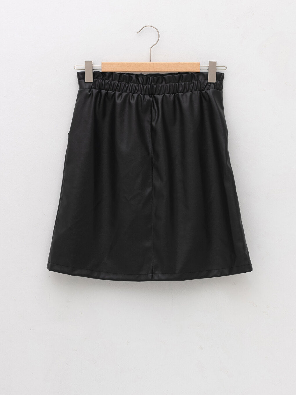 Leather Look Girl's Skirt with Elastic Waist