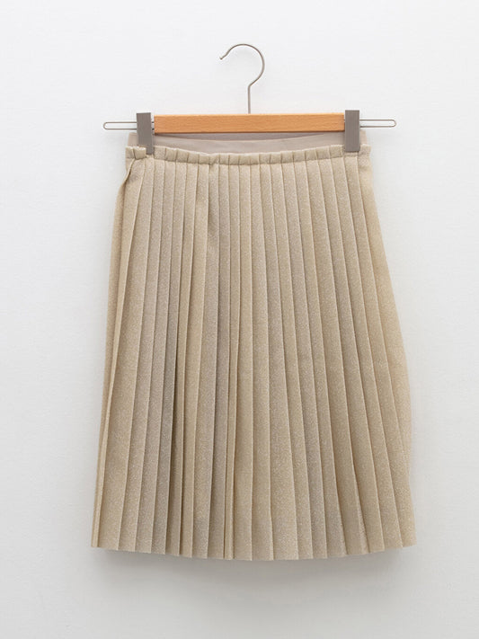 Pleated Girl's Skirt with Elastic Waist