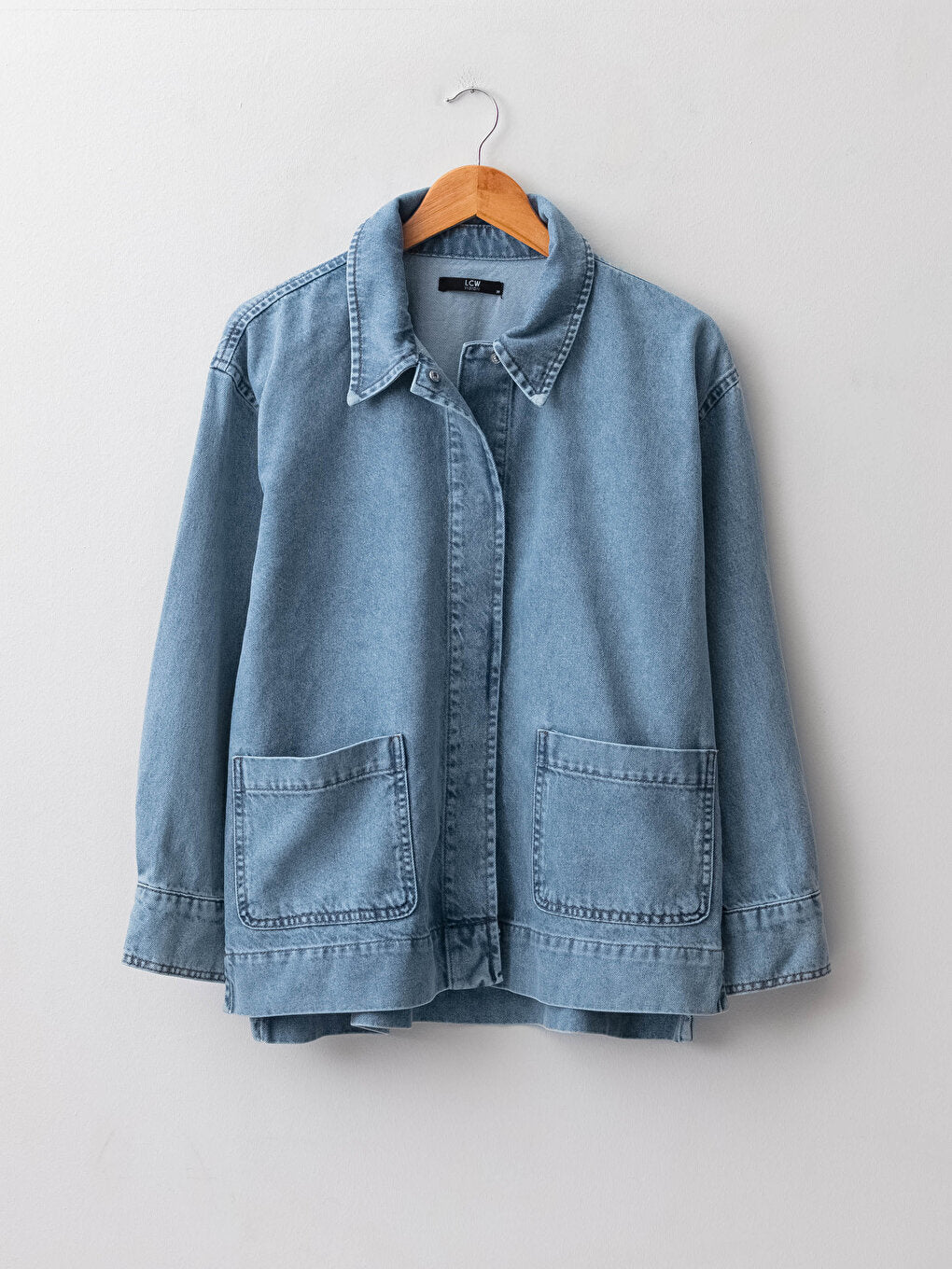 Shirt Collar Plain Long Sleeve Women's Rodeo Jean Jacket