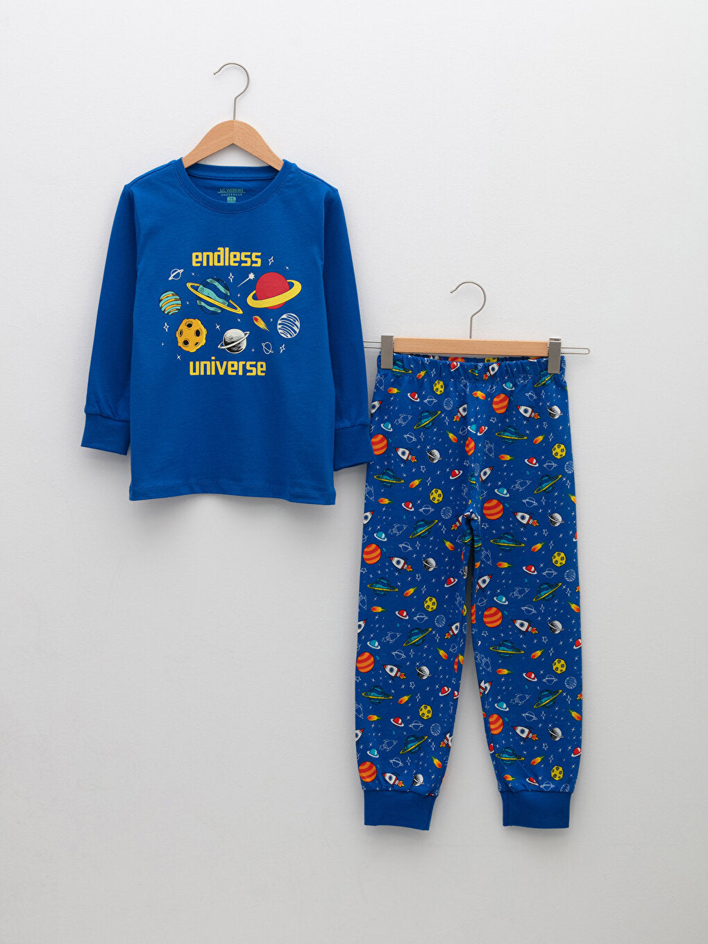 Crew Neck Printed Long Sleeve Boys' Pajama Set