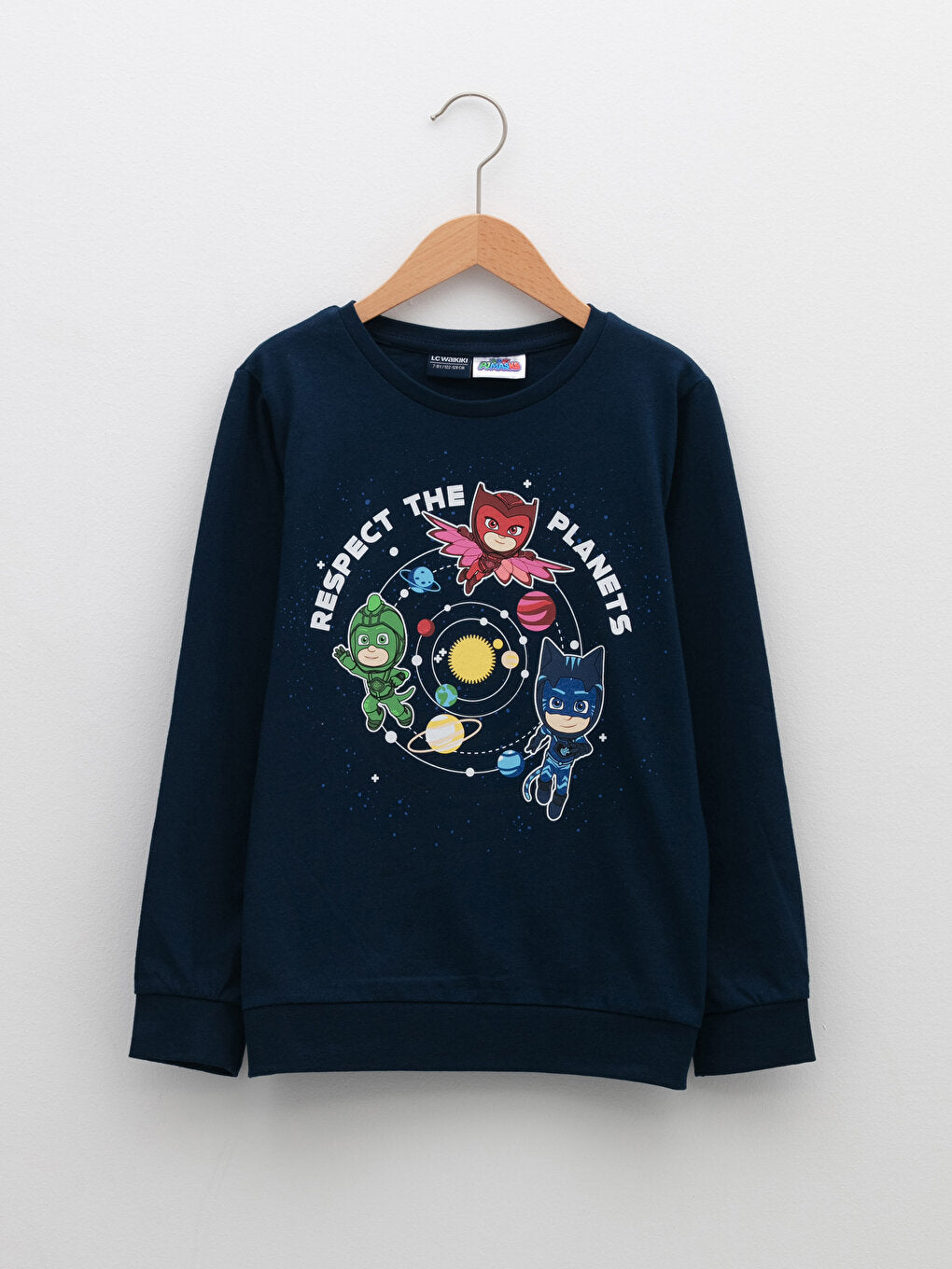 Crew Neck Pijamaskeliler Printed Long Sleeve Boys' T-Shirt