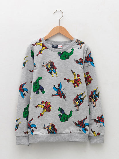 Crew Neck Avengers Printed Long Sleeve Boy's Sweatshirt