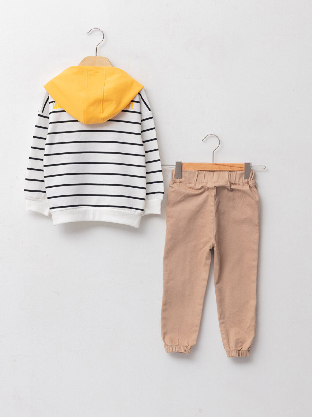 Hooded Long Sleeve Striped Baby Boy Sweatshirt and Jogger Pants 2-Piece Set