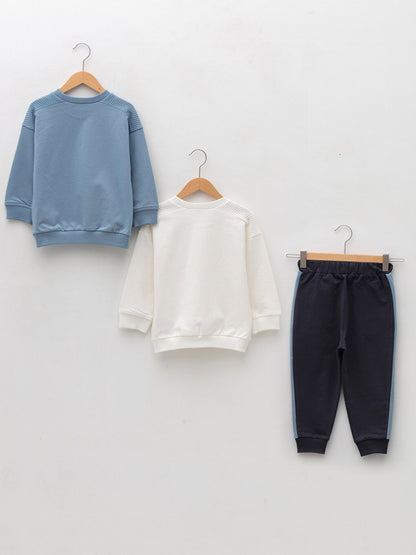 Crew Neck Long Sleeve Basic Baby Boy 3-Piece Set