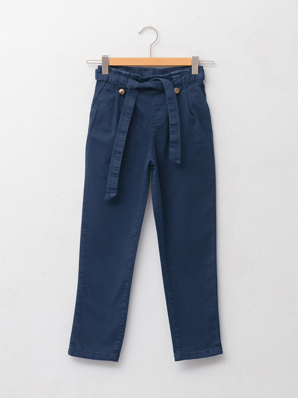 Basic Cotton Girls Trousers with Elastic Waist