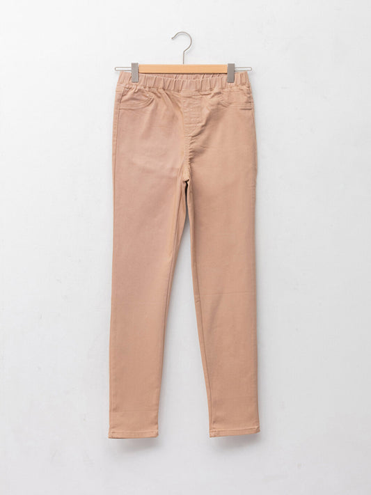 Basic Girl's Trousers with Elastic Waist