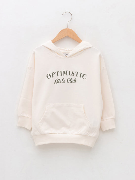 Hooded Printed Long Sleeve Girl's Sweatshirt