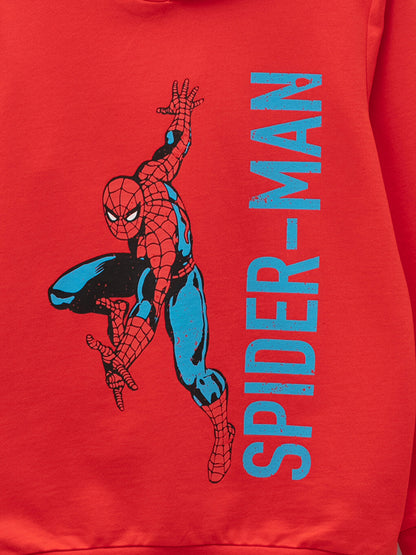 Hooded Spiderman Printed Long Sleeve Boy's Sweatshirt