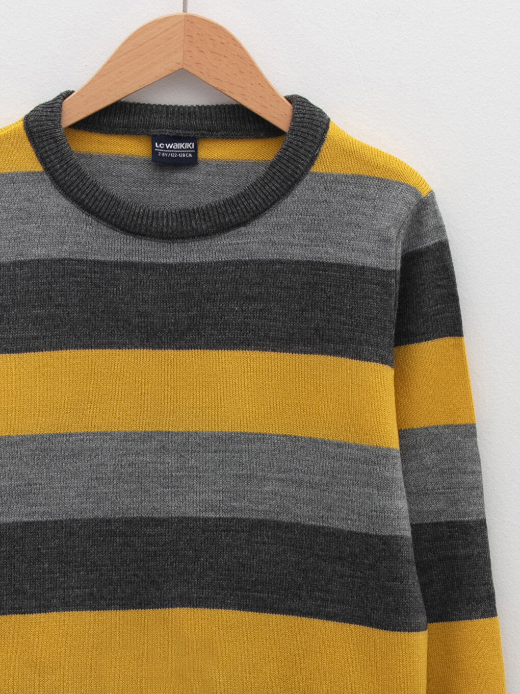 Crew Neck Striped Long Sleeve Boy's Thin Knitwear Sweater