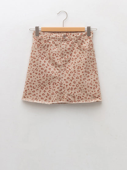 Patterned Gabardine Girl's Skirt