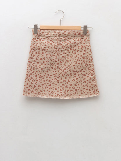 Patterned Gabardine Girl's Skirt