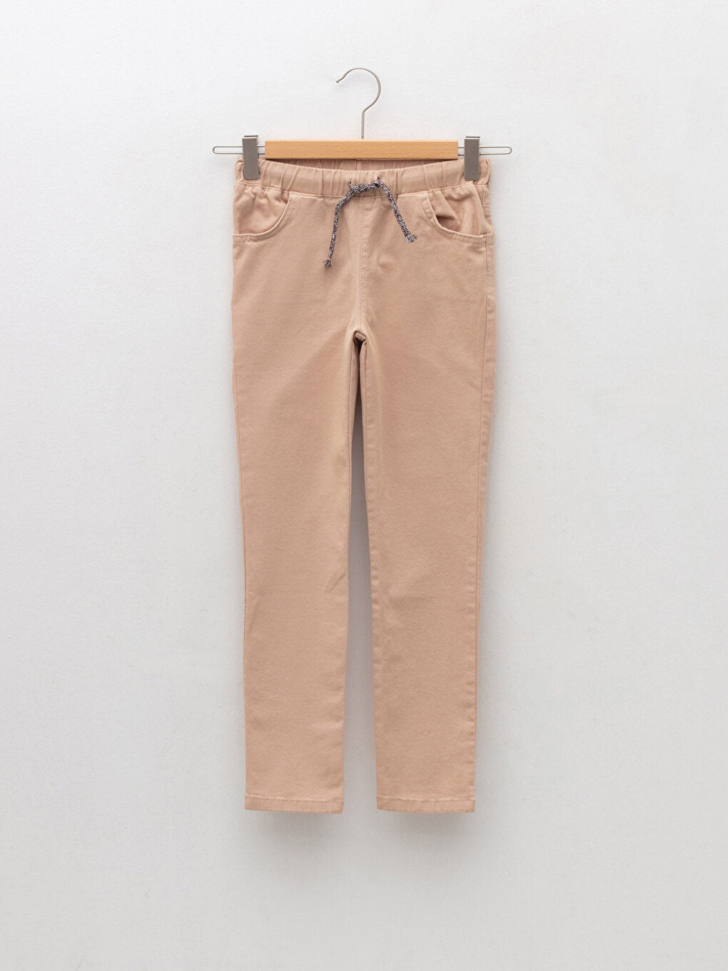 Basic Gabardine Girl's Trousers with Elastic Waist