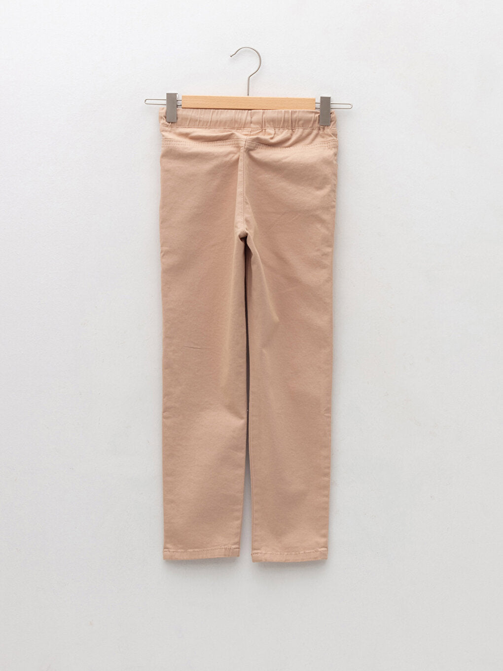 Basic Gabardine Girl's Trousers with Elastic Waist