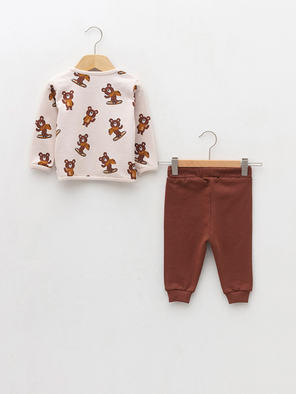 Crew Neck Long Sleeve Printed Baby Boy Sweatshirt and Trousers 2-Piece Set