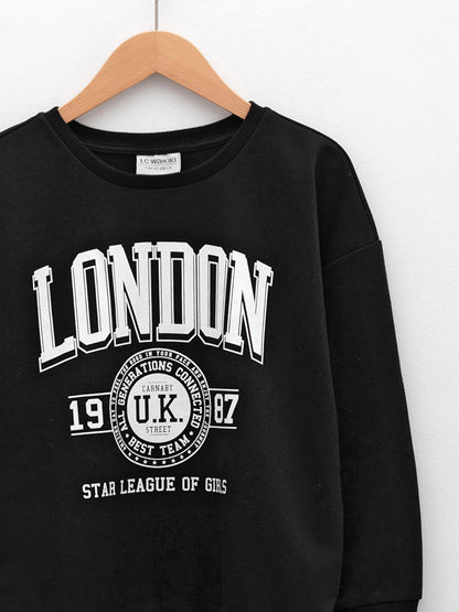 Crew Neck Printed Long Sleeve Girl's Sweatshirt