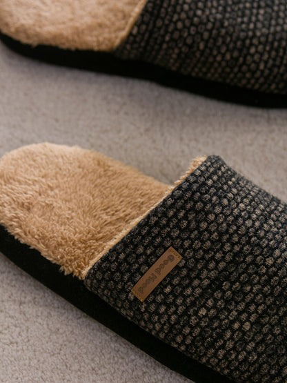 Label Detailed Closed Front Men's House Slippers