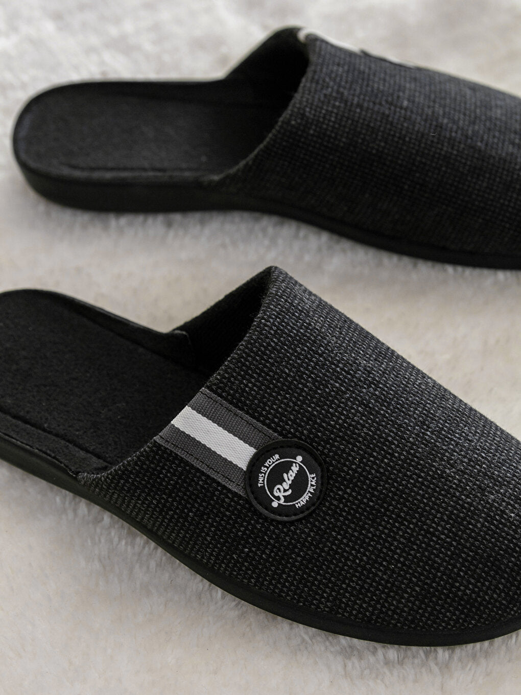 Label Printed Men's House Slippers