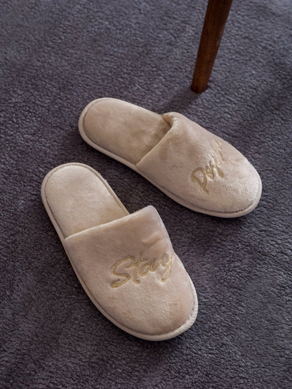 Embroidery Detailed Women Home Slippers