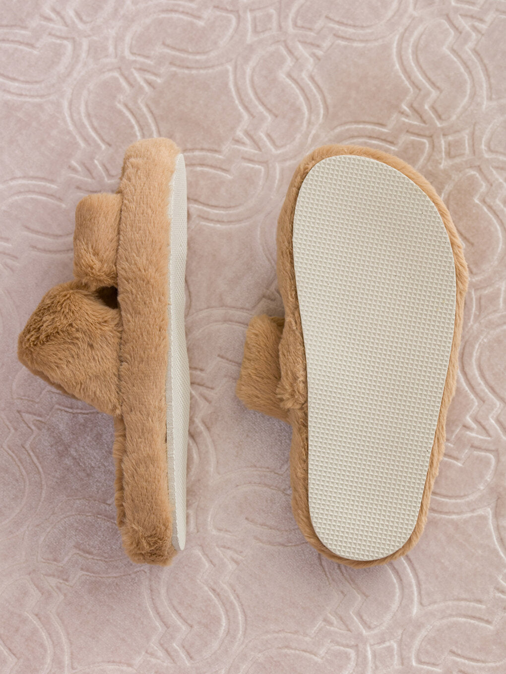 Double Striped Women's Plush House Slippers