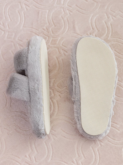 Double Band Women Plush House Slippers