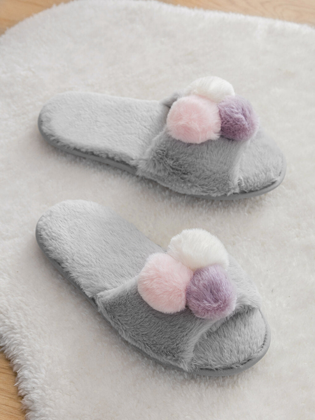 Women's Pompom Plush House Slippers