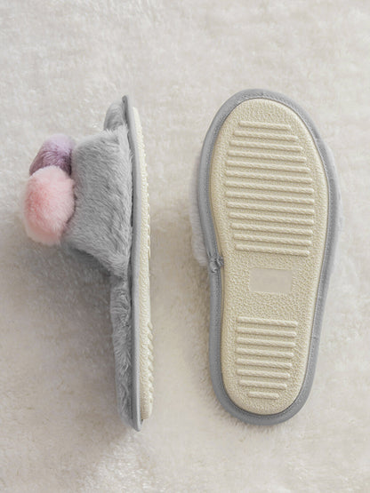 Women's Pompom Plush House Slippers