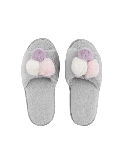 Women's Pompom Plush House Slippers