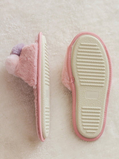 Women's Pompom Plush House Slippers