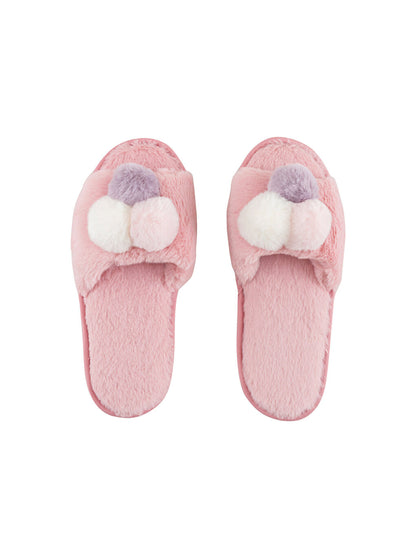 Women's Pompom Plush House Slippers