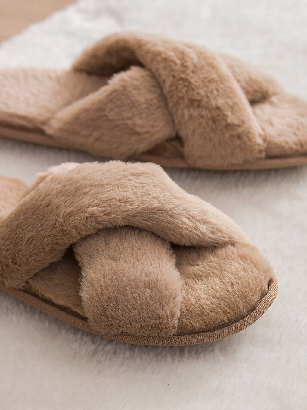 Plush Cross-Strapped Women's House Slippers