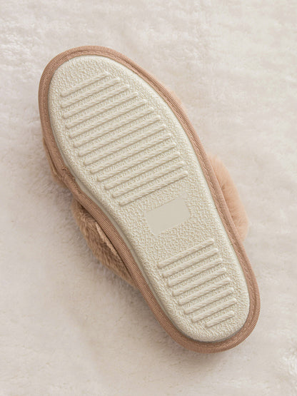 Plush Cross-Strapped Women's House Slippers