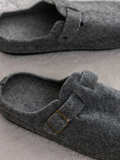 Men's House Slippers with Buckle Detail