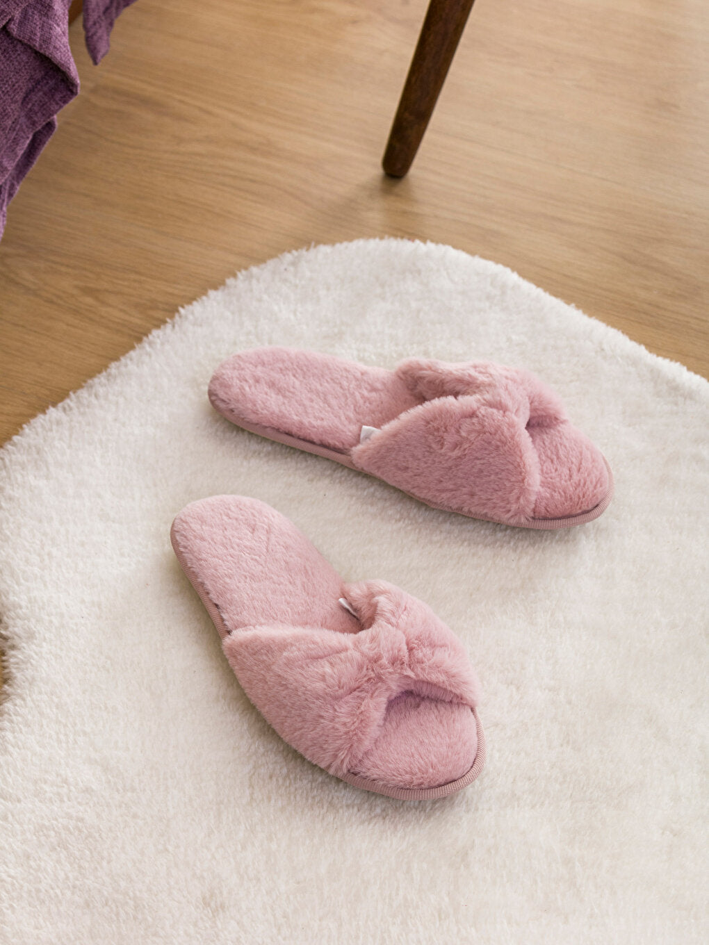 Single Band Plush Women House Slippers