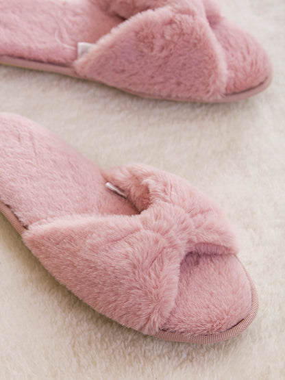 Single Band Plush Women House Slippers