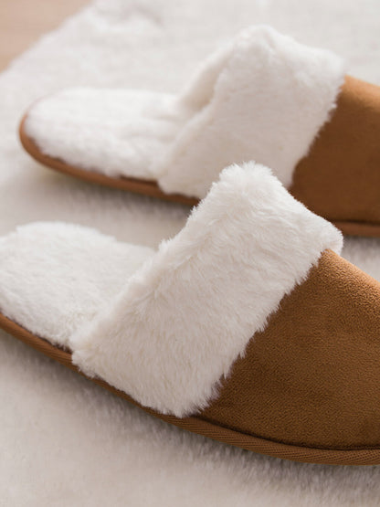 Front Closed Plush Women Home Slippers