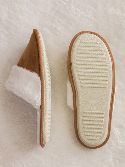 Front Closed Plush Women Home Slippers