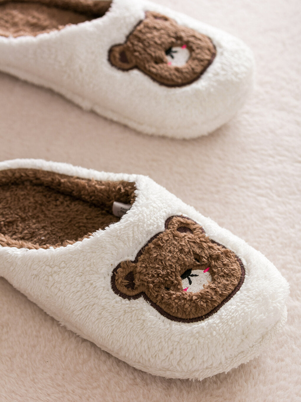 Plush Women's House Slippers with Embroidery Detail