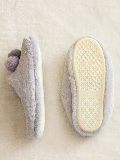 Women's House Slippers with Pompom Detail