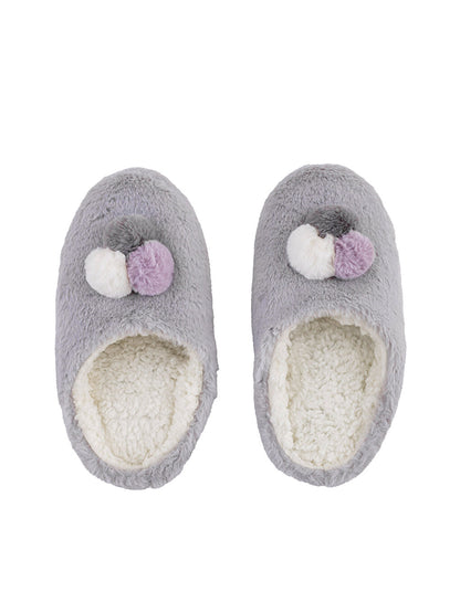 Women's House Slippers with Pompom Detail