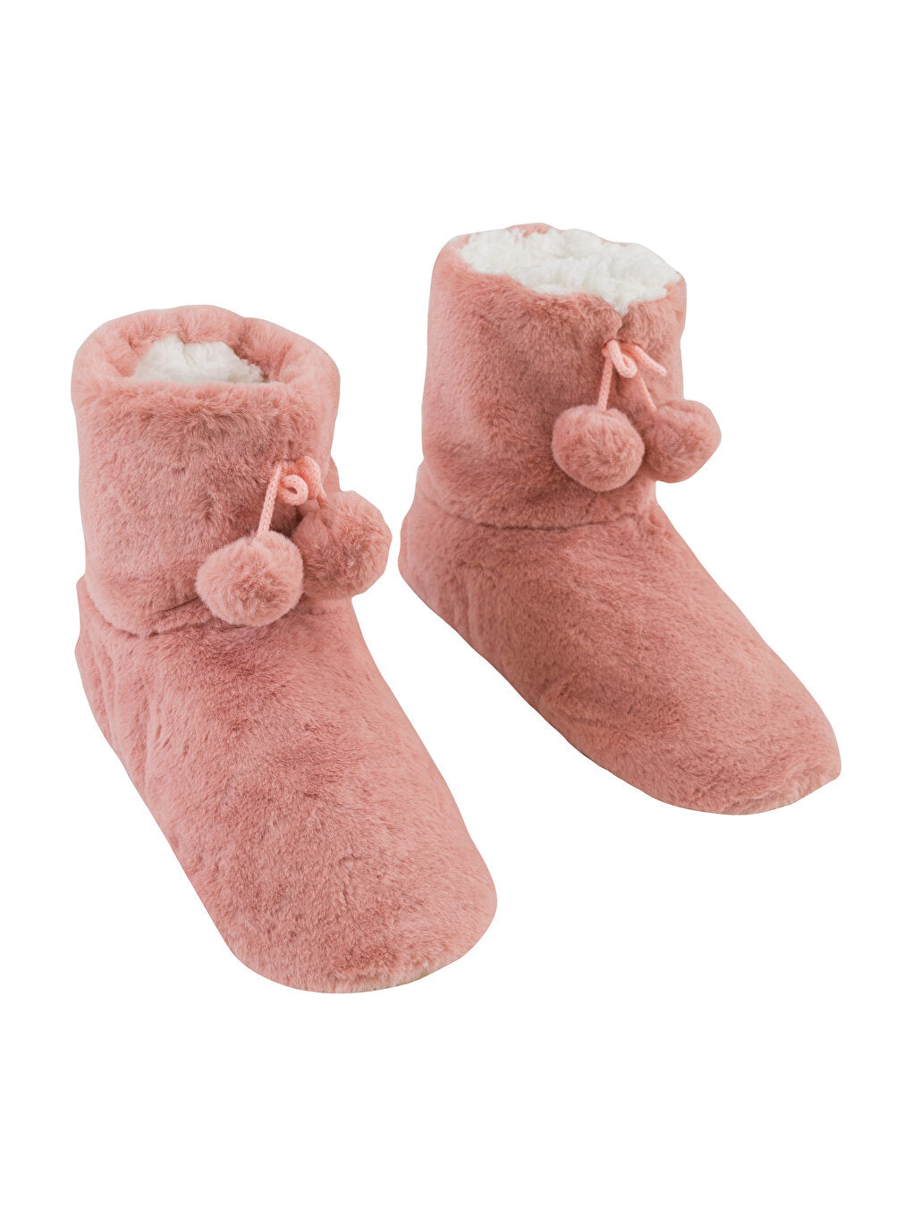 Plush Women's House Boots with Pompom Detail