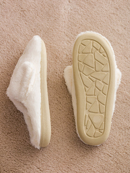 3D Detailed Embroidered Plush Women House Slippers